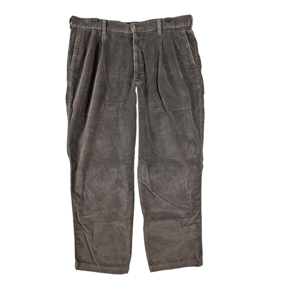 Eddie Bauer‎ Corduroy Pants Relaxed Fit Pleated Brown Mens W38 L30